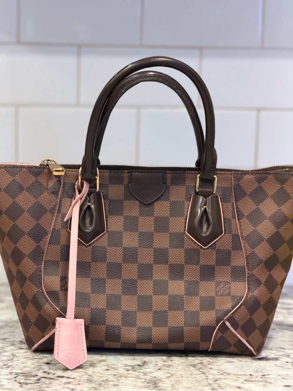 Louis Vuitton Damier Ebene Satchel with Pink Tag - Picture 6 of 16